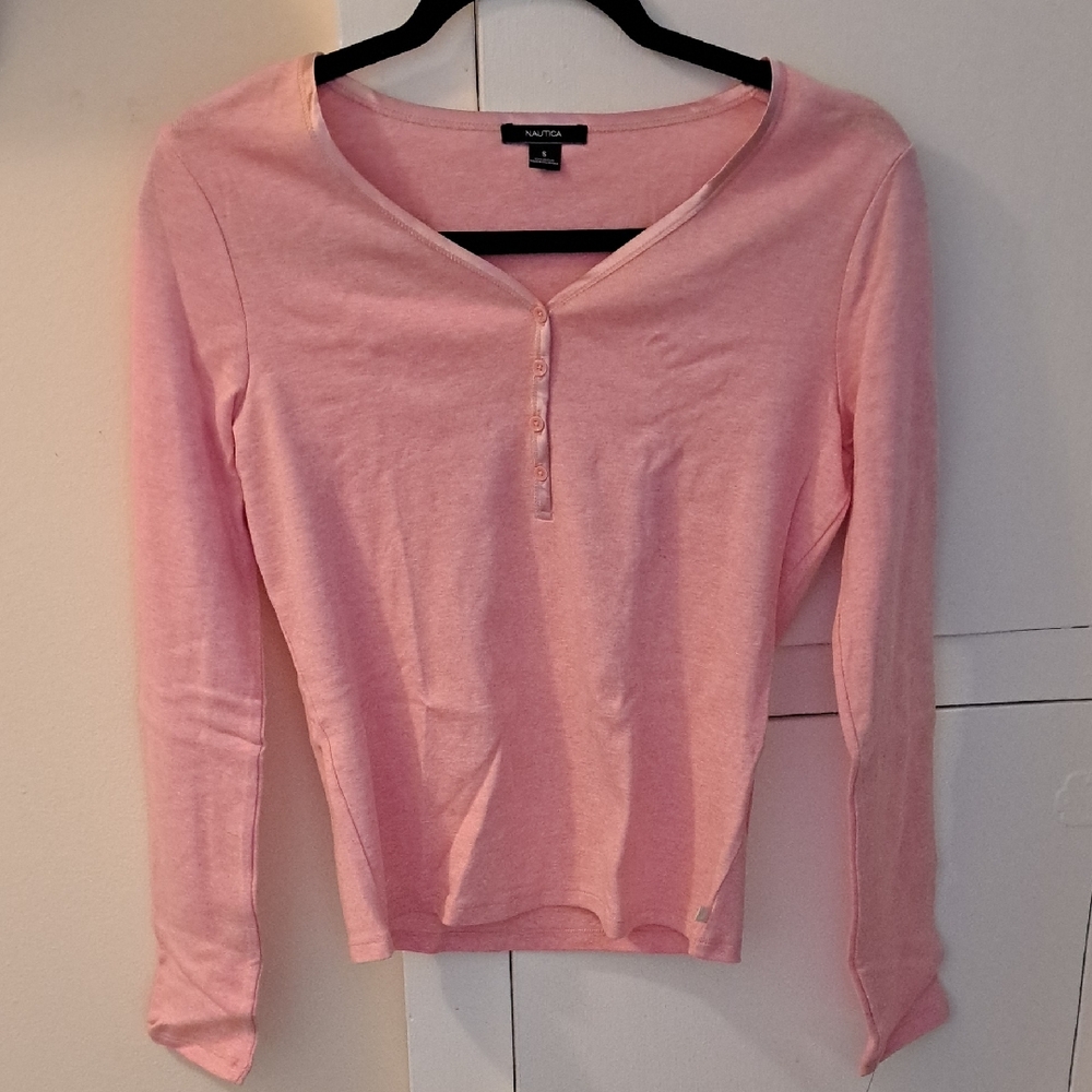 NAUTICA ~ Women's Pink L/S Top ~ Size S ~ New Hamp ~ MSRP $44